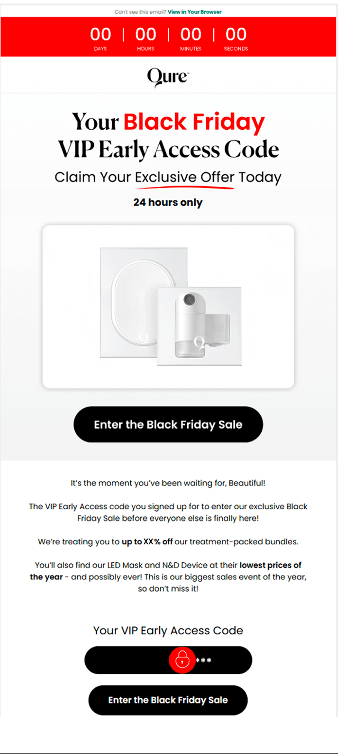 When the VIP window opens, 24 to 48 hours before the public, you send the access code to that segment only. One email. One SMS if you have it.