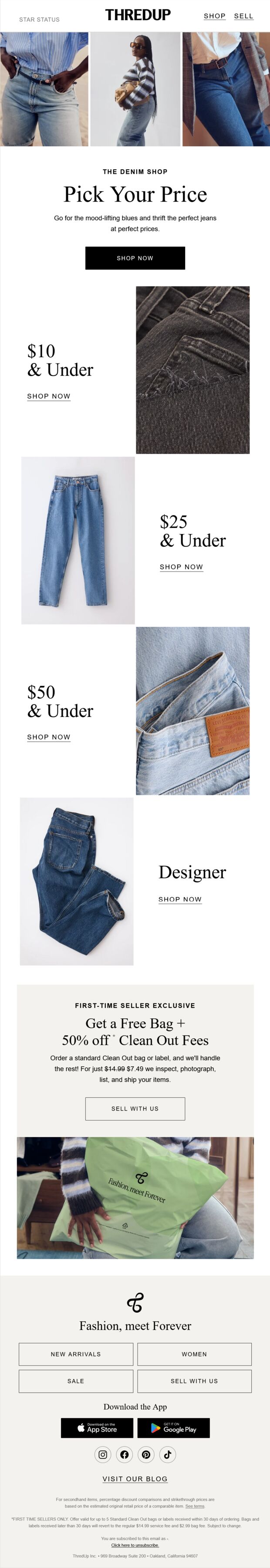 ThredUp Pick Your Price Denim Shop email