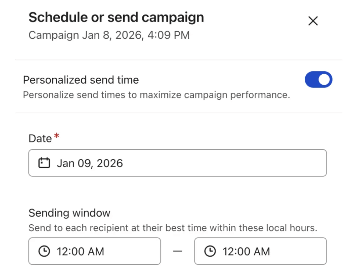 Schedule or send campaign
