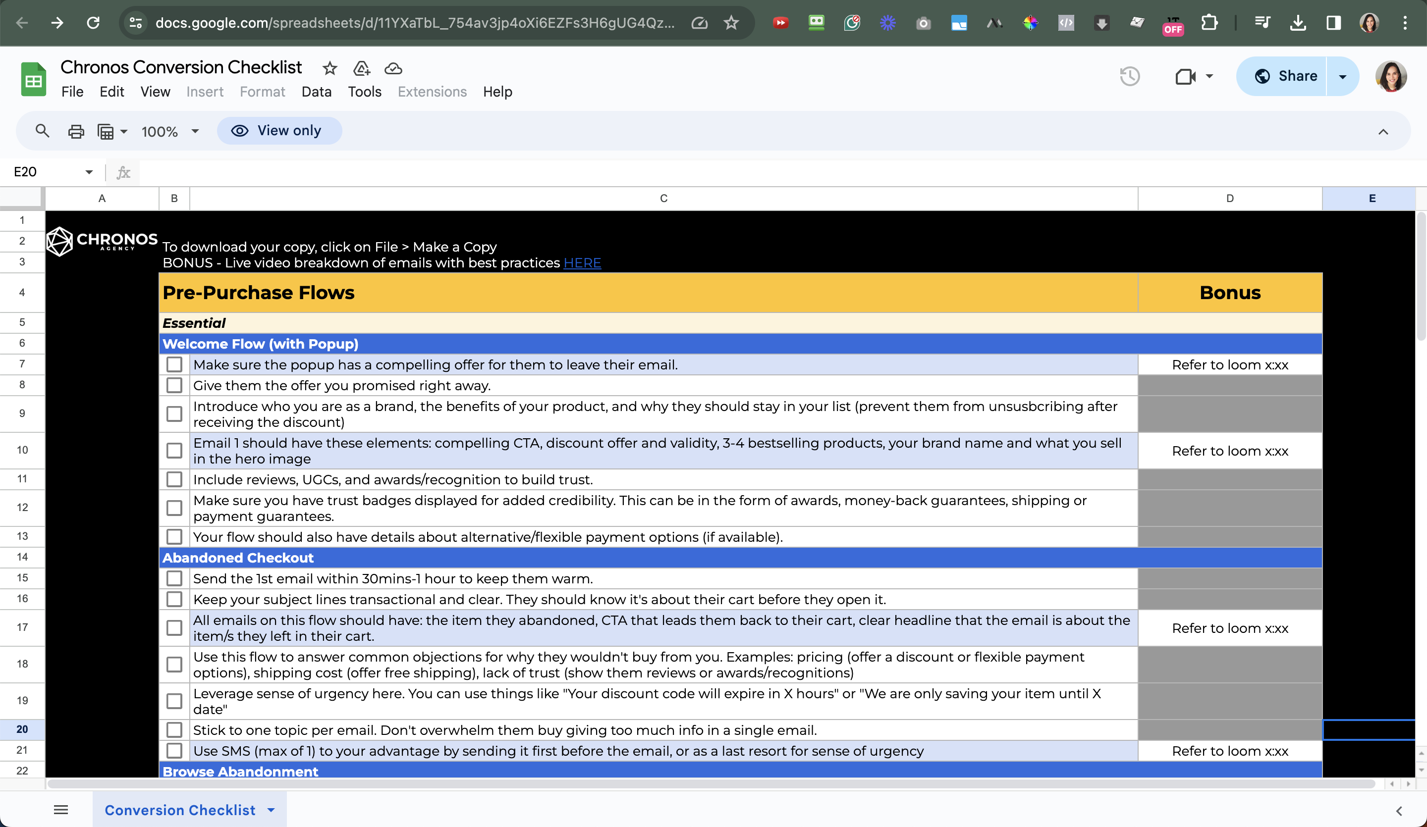 Ecommerce Email Flows Conversion Checklist